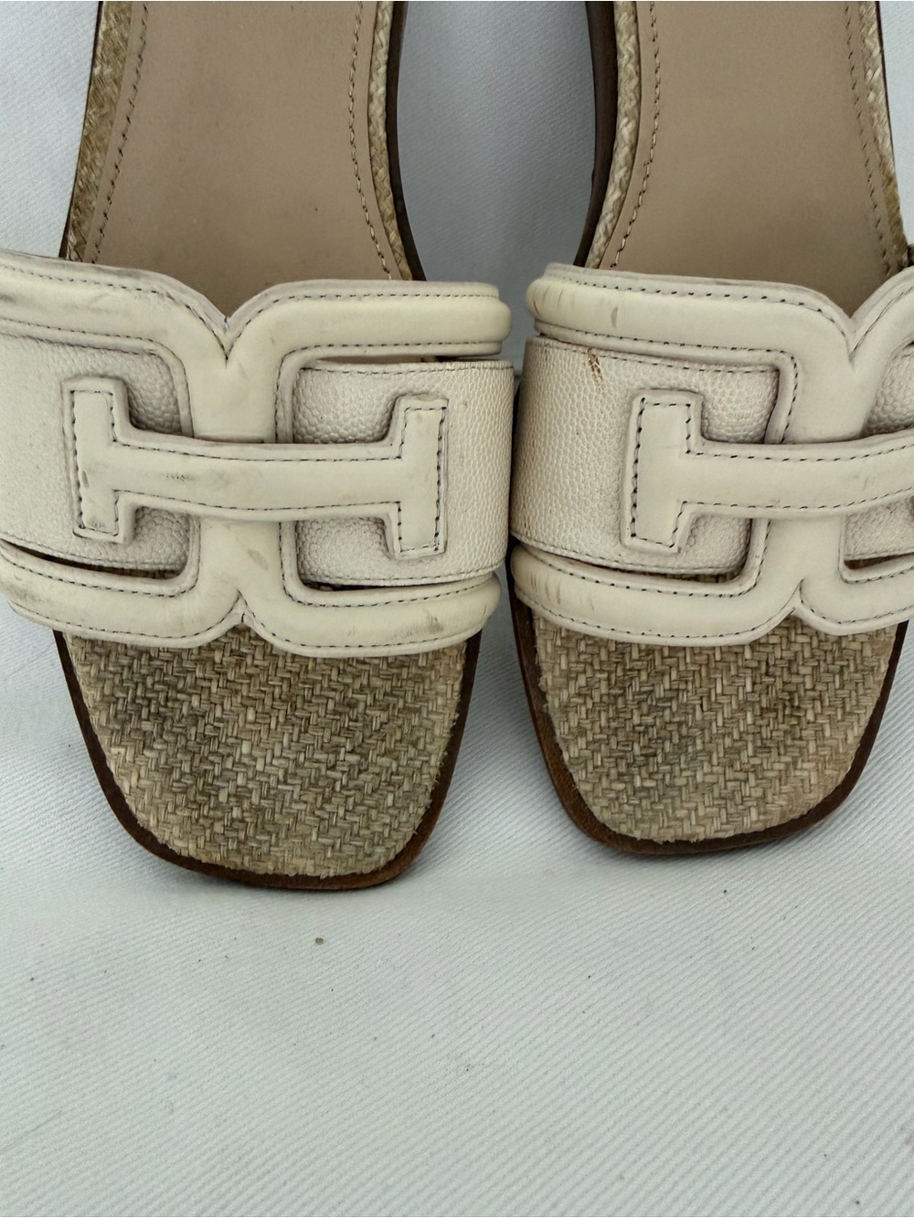 Sam Edelman Cream Leather & Woven Slide Mules - Picture 5 of 5